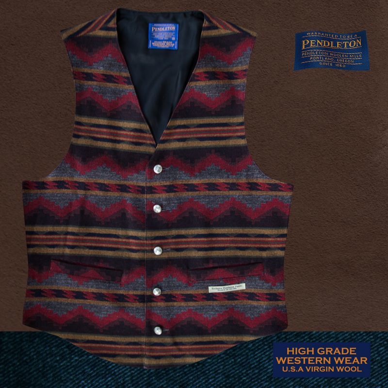 画像1: ペンドルトン U.S.A ヴァ－ジン ウール ベスト（ブラウン・グレー）/Pendleton U.S.A Virgin Wool Vest Pinetop(Brown/Grey)