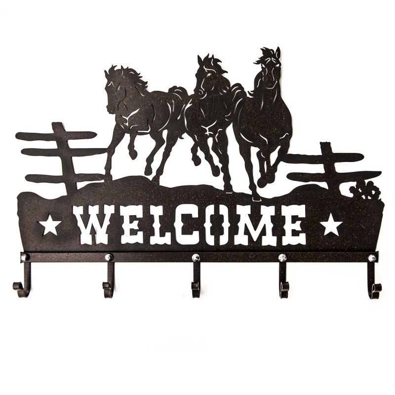 画像: ランニングホース&スター ウエスタン ウェルカム ハンガー（ラストブラウン）/Metal Welcome Horse Welcome Hanger