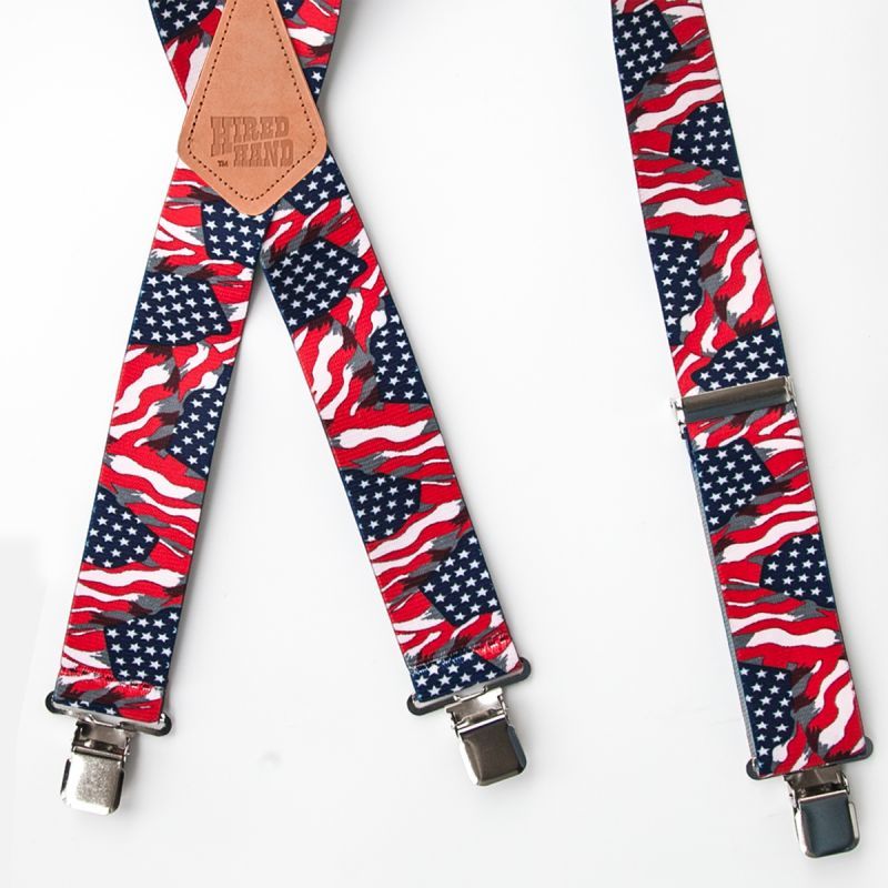 画像: サスペンダー クリップ式（アメリカンフラッグ）/M&F Western Products Clip Suspenders(Red/White/Blue)