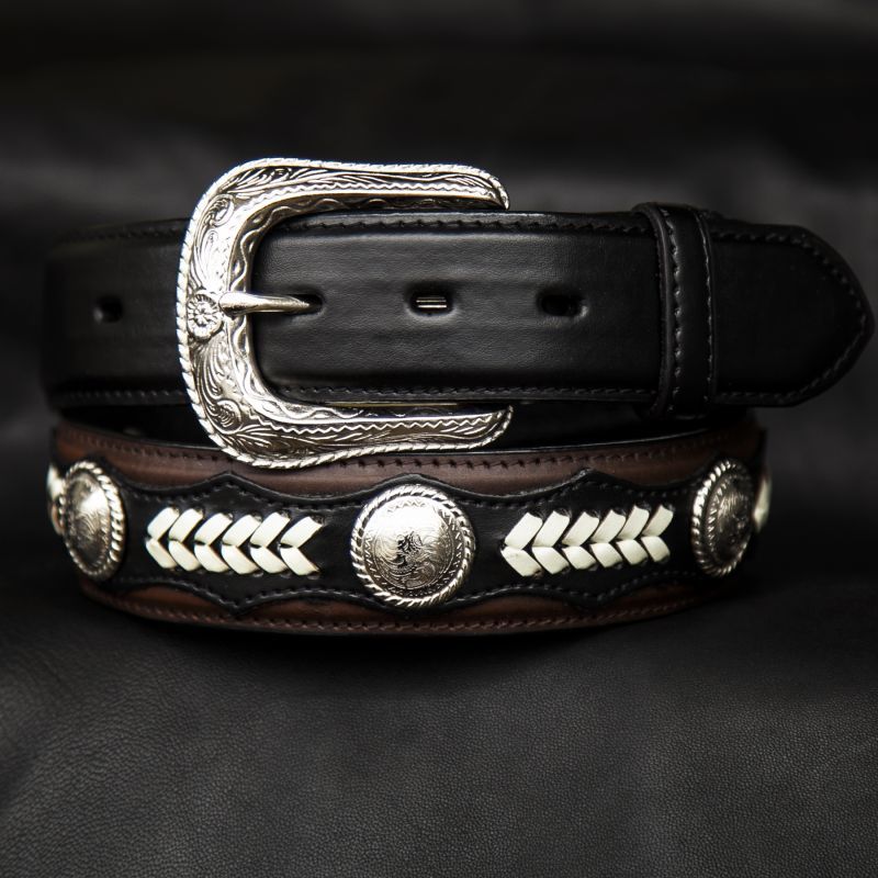 画像: ノコナ ツートン コンチョ ウエスタン ベルト（ブラウン・ブラック）/Nocona Hired Hand Western Belt(Brown/Black)