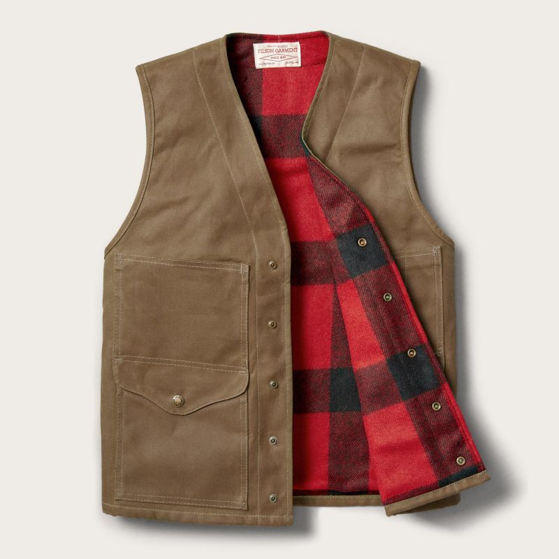 画像: フィルソン マッキーノウールラインド ティンクロス クルーザー ベスト（ダークタン）XS/Filson Lined Cruiser Vest(Dark Tan)