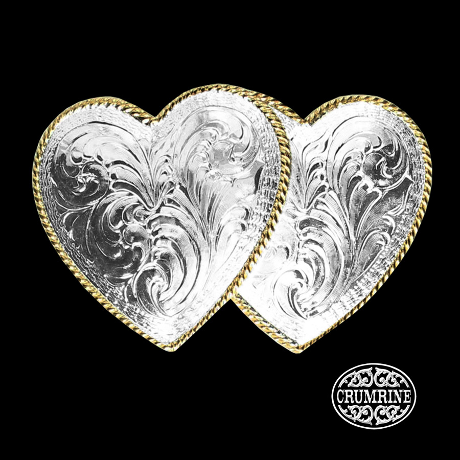 クラムライン ダブル ハート ベルト バックル（シルバー・ゴールド）/Crumrine Double Heart Belt  Buckle(Silver/Gold)