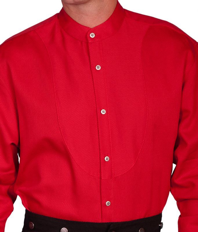 画像: ワーメーカー バンドカラー インセットビブ オールドウエストシャツ（レッド）/Wah Maker Band Collar Inset Bib Old West Shirt(Red)