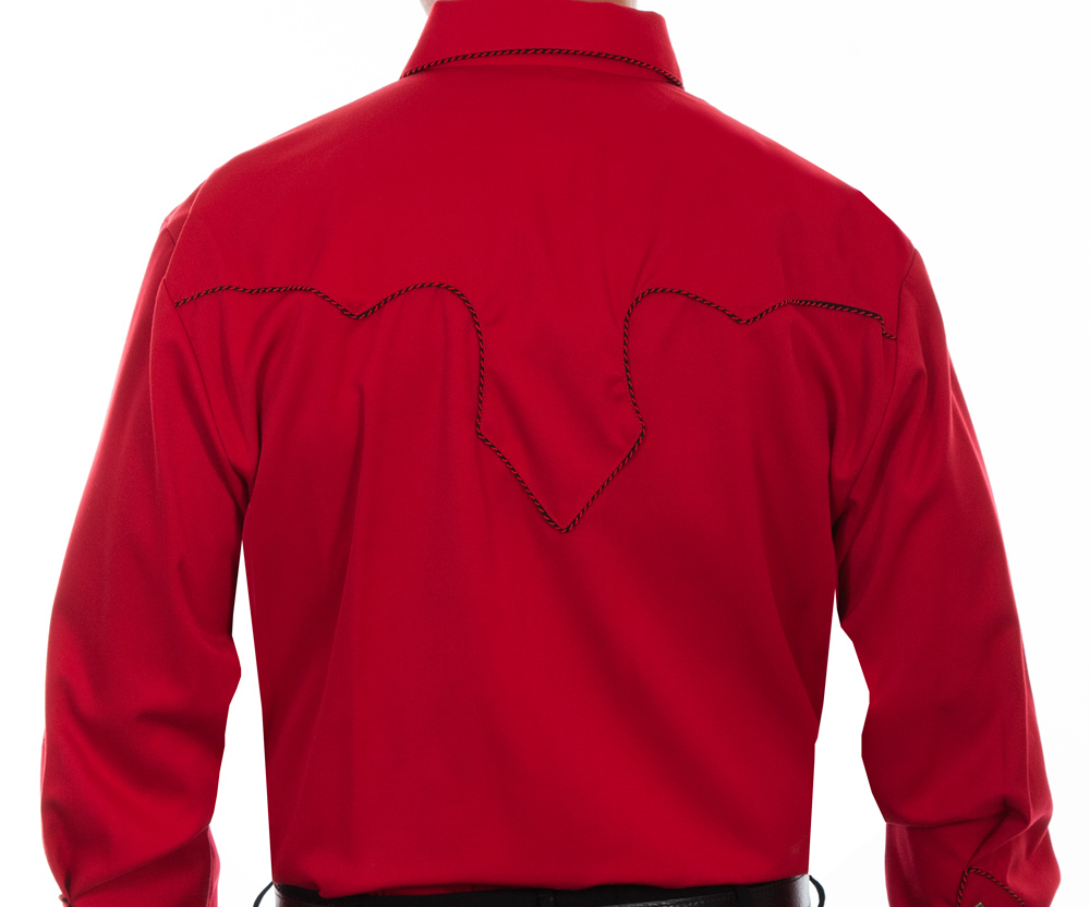 画像: スカリー キャンディケイン パイピング ウエスタン シャツ（長袖/レッド・ブラック）/Scully Long Sleeve Western Shirt(Crimson)