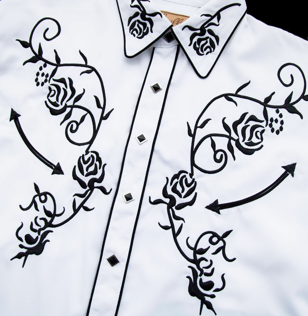 画像3: スカリー ウエスタン 刺繍 シャツ（長袖/ホワイト・ブラック）/Scully Long Sleeve Embroidered Western Shirt