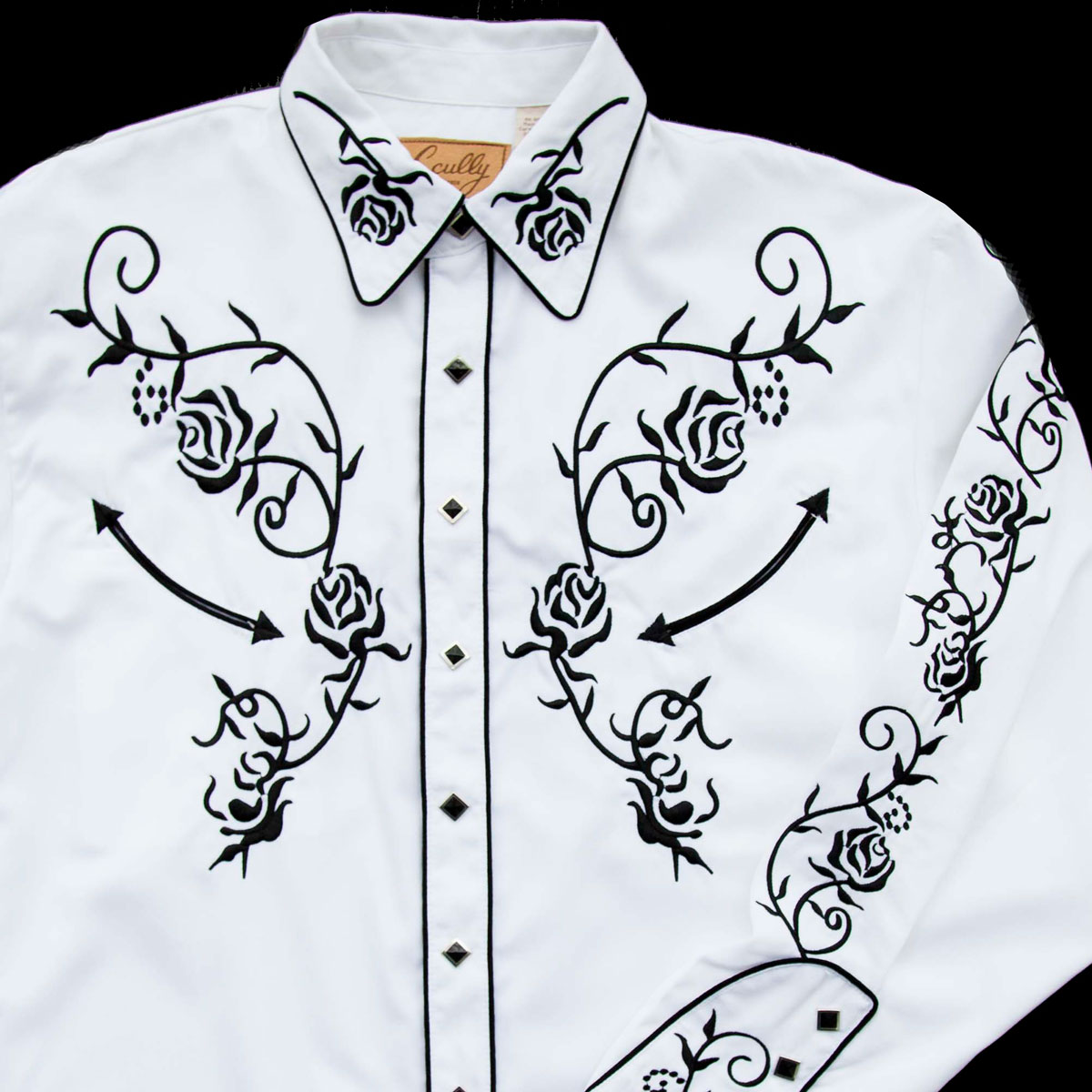 画像2: スカリー ウエスタン 刺繍 シャツ（長袖/ホワイト・ブラック）/Scully Long Sleeve Embroidered Western Shirt