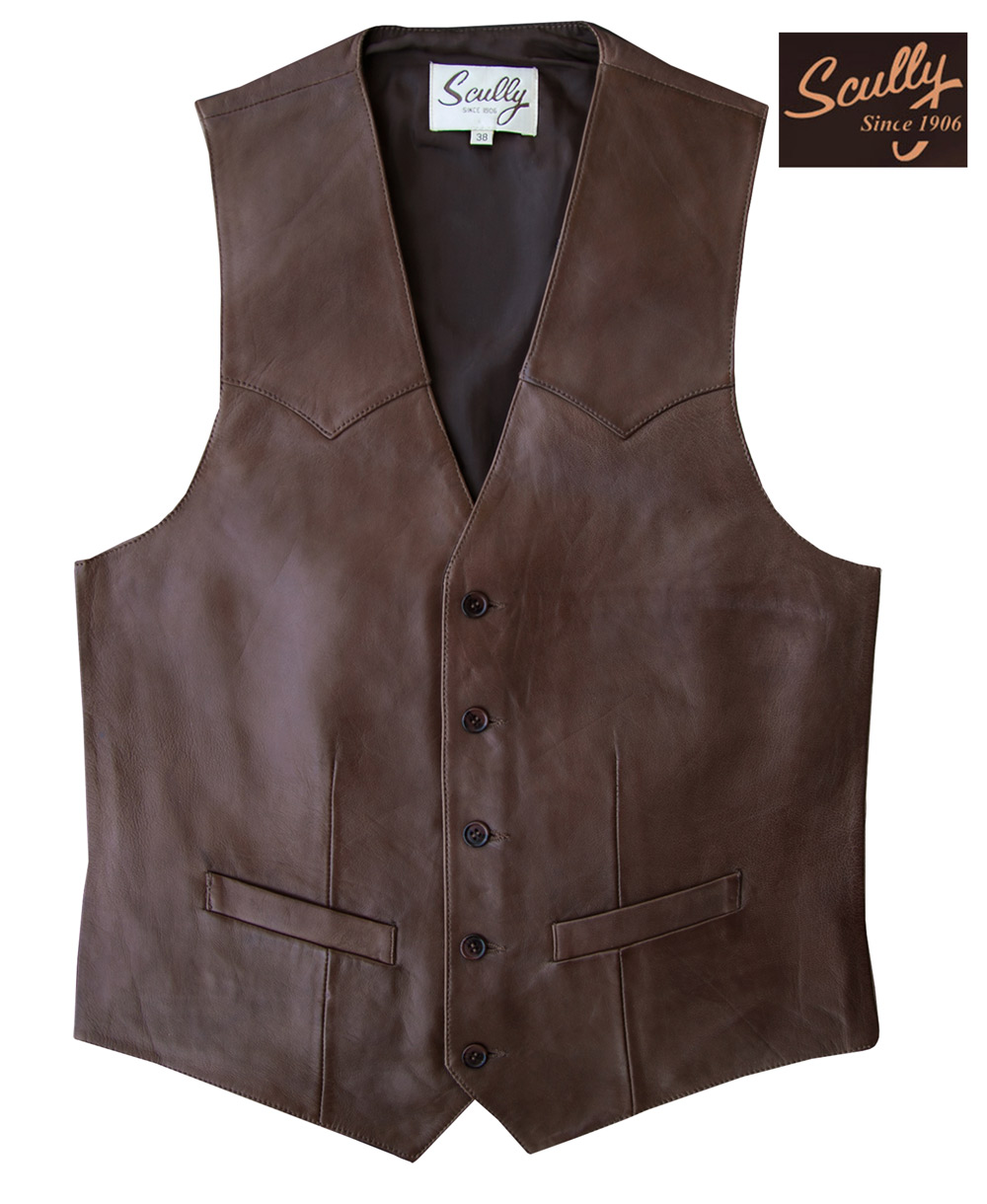 画像: スカリー ウエスタン レザー ベスト（チョコレートブラウン）/Scully Western Lamb Leather Vest(Chocolate)