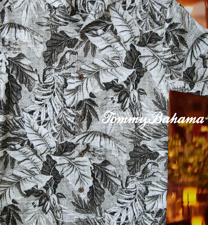 画像2: トミーバハマ シルク ハワイアン シャツ・アロハシャツ（半袖・グレイ・ブラック）/Tommy Bahama Short Sleeve Hawaiian Shirt(Grey/Black)