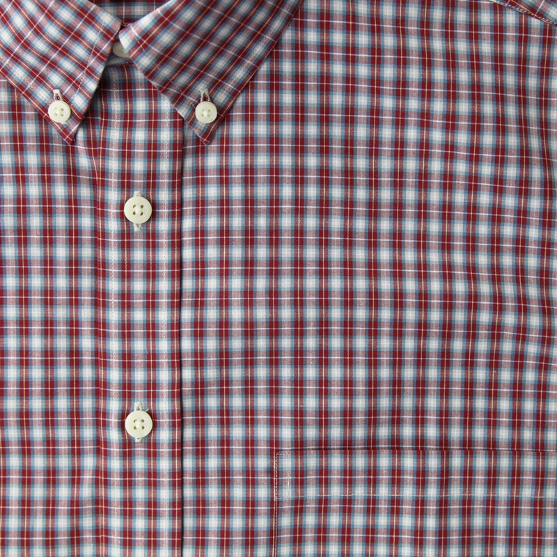 画像: エバグリーン 半袖 シャツ（バーガンディー・ブルー）/Evergreen Plaid Shortsleeve Shirt