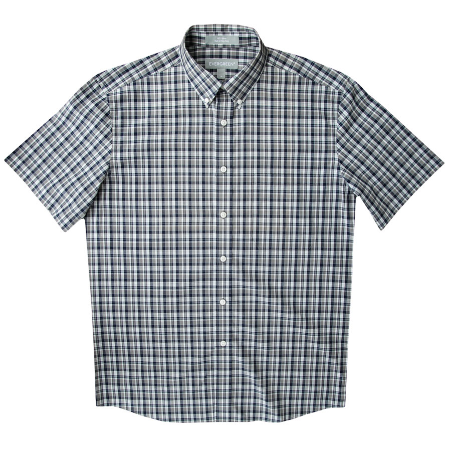 画像2: エバグリーン 半袖 シャツ（ブルー・グレー）/Evergreen Plaid Shortsleeve Shirt