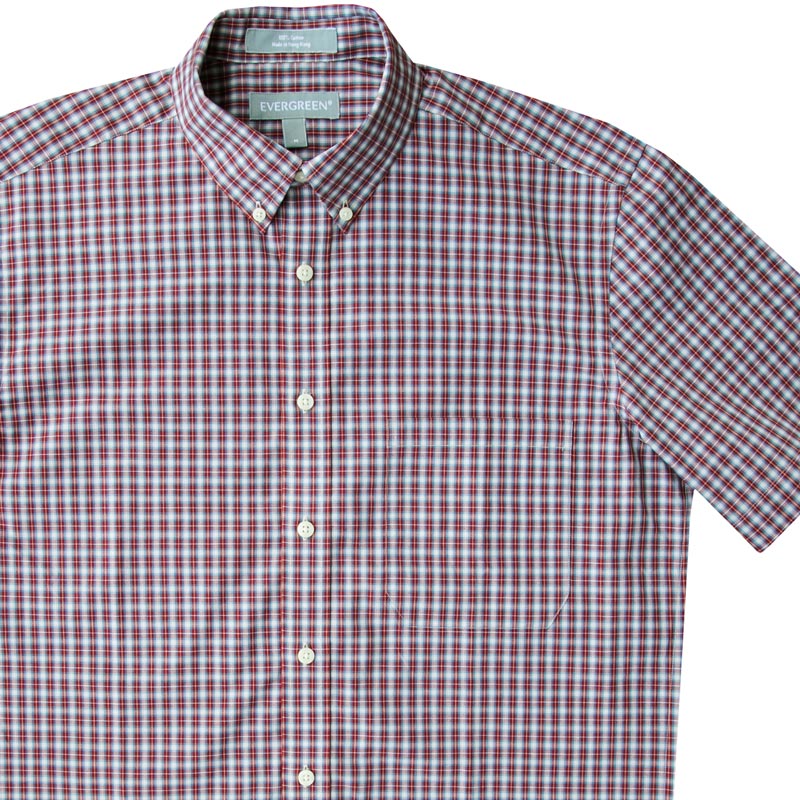 画像: エバグリーン 半袖 シャツ（バーガンディー・ブルー）/Evergreen Plaid Shortsleeve Shirt