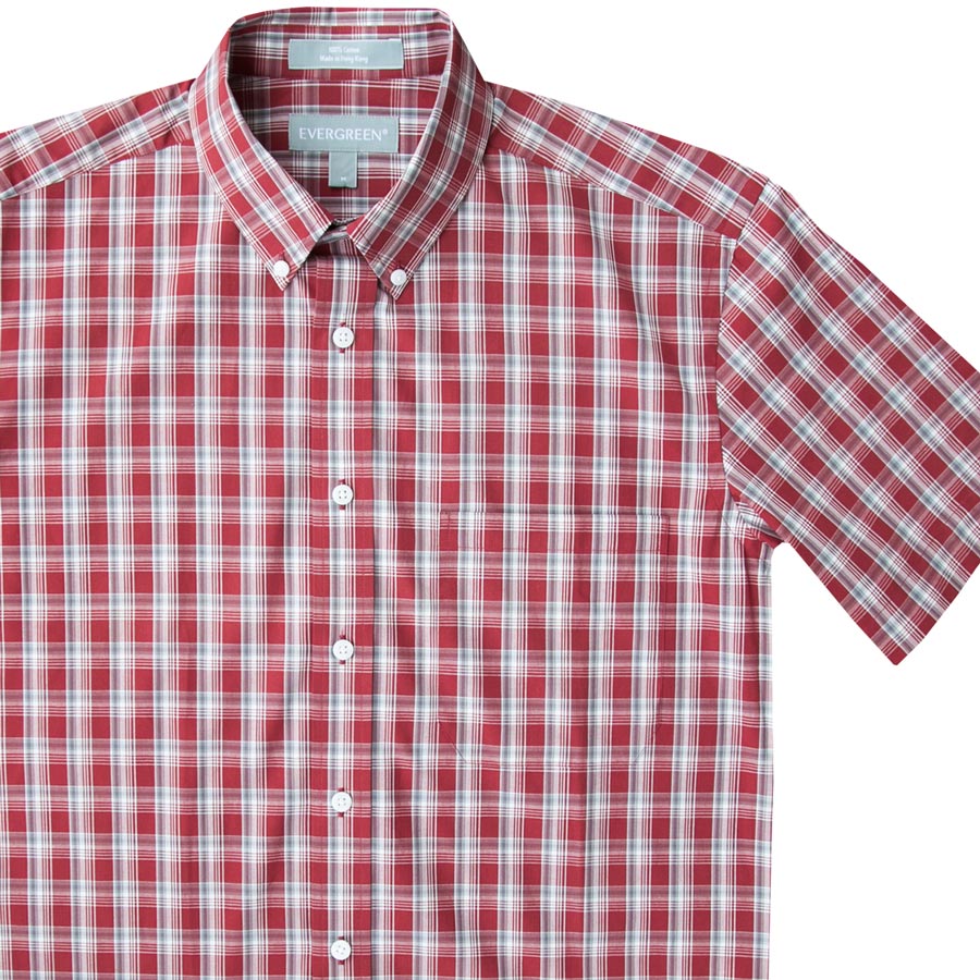 画像: エバグリーン 半袖 シャツ（バーガンディー）/Evergreen Plaid Shortsleeve Shirt