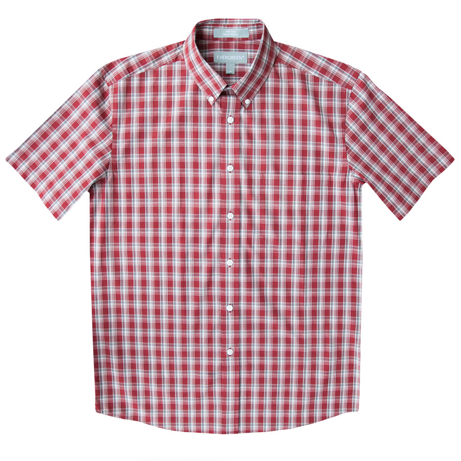 画像: エバグリーン 半袖 シャツ（バーガンディー）/Evergreen Plaid Shortsleeve Shirt