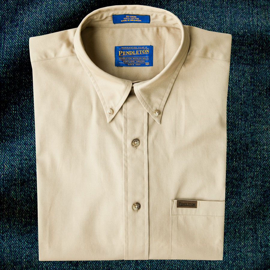 画像: ペンドルトン 半袖 シャツ（タン）/Pendleton Plain Shortsleeve Shirt(Tan)
