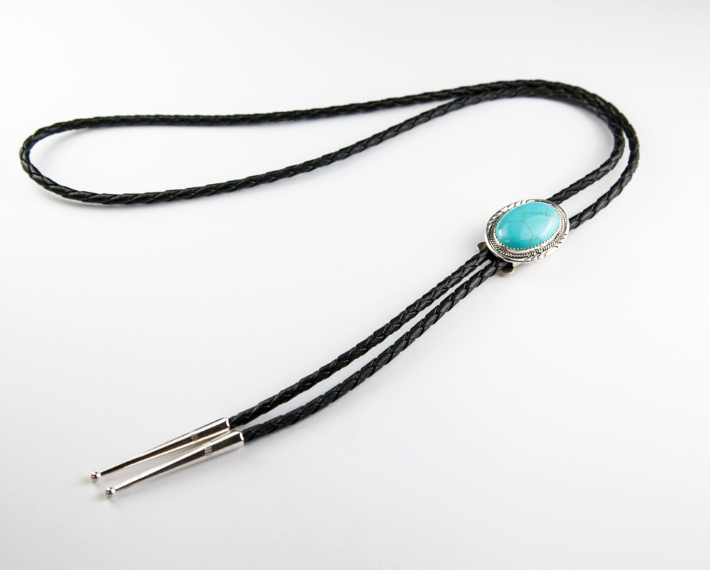 画像: ターコイズ&シルバー ボロタイ ネイティブアメリカン ナバホ族 ハンドメイド/Navajo Turquoise&Sterling Silver Bolo Tie