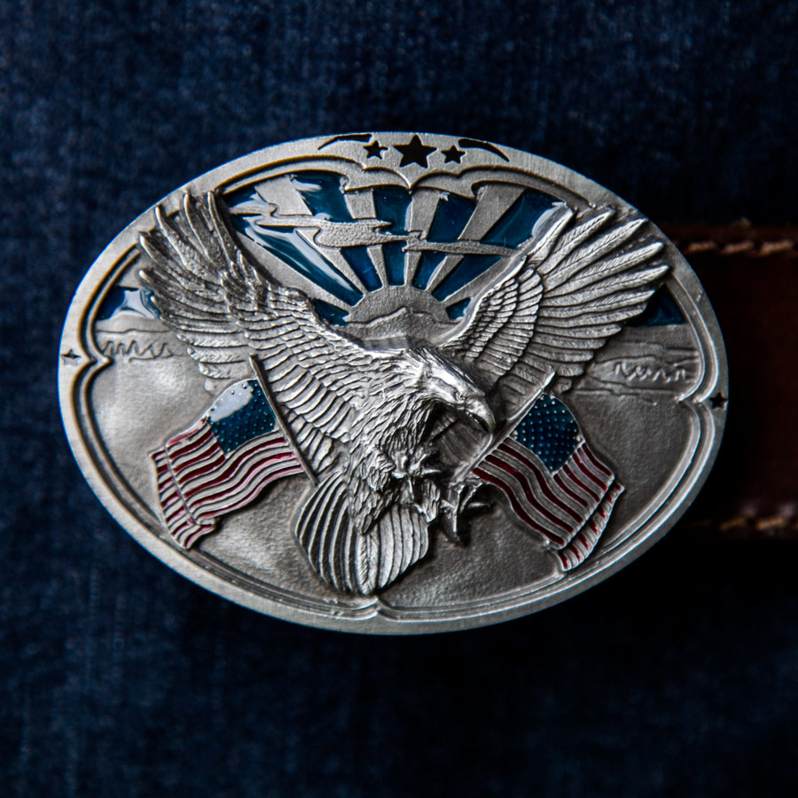 画像1: アメリカンイーグル&星条旗 ベルト バックル/American Eagle&U.S.Flag Belt Buckle
