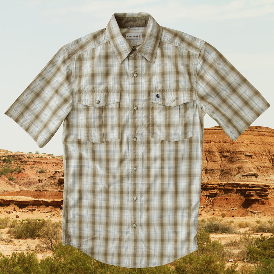 画像3: カーハート 半袖 スナップフロント シャツ（ライトブラウン）S/Carhartt Short Sleeve Shirt