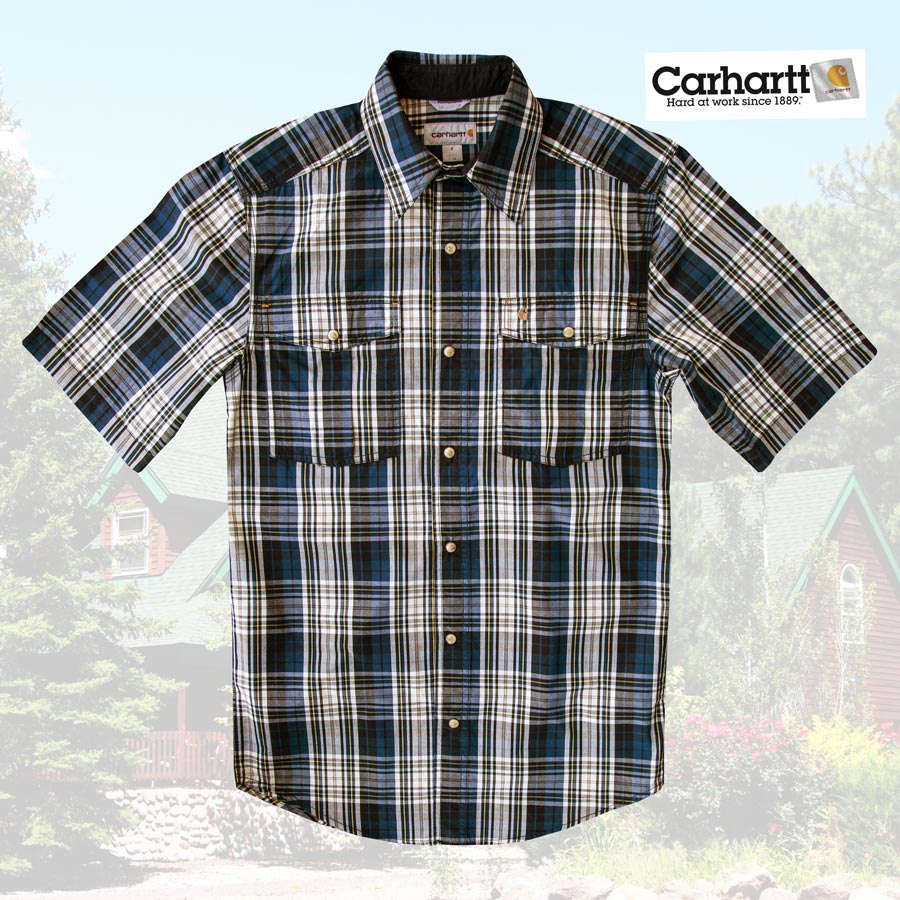 画像2: カーハート 半袖 スナップフロント シャツ（ブルー）S/Carhartt Short Sleeve Shirt