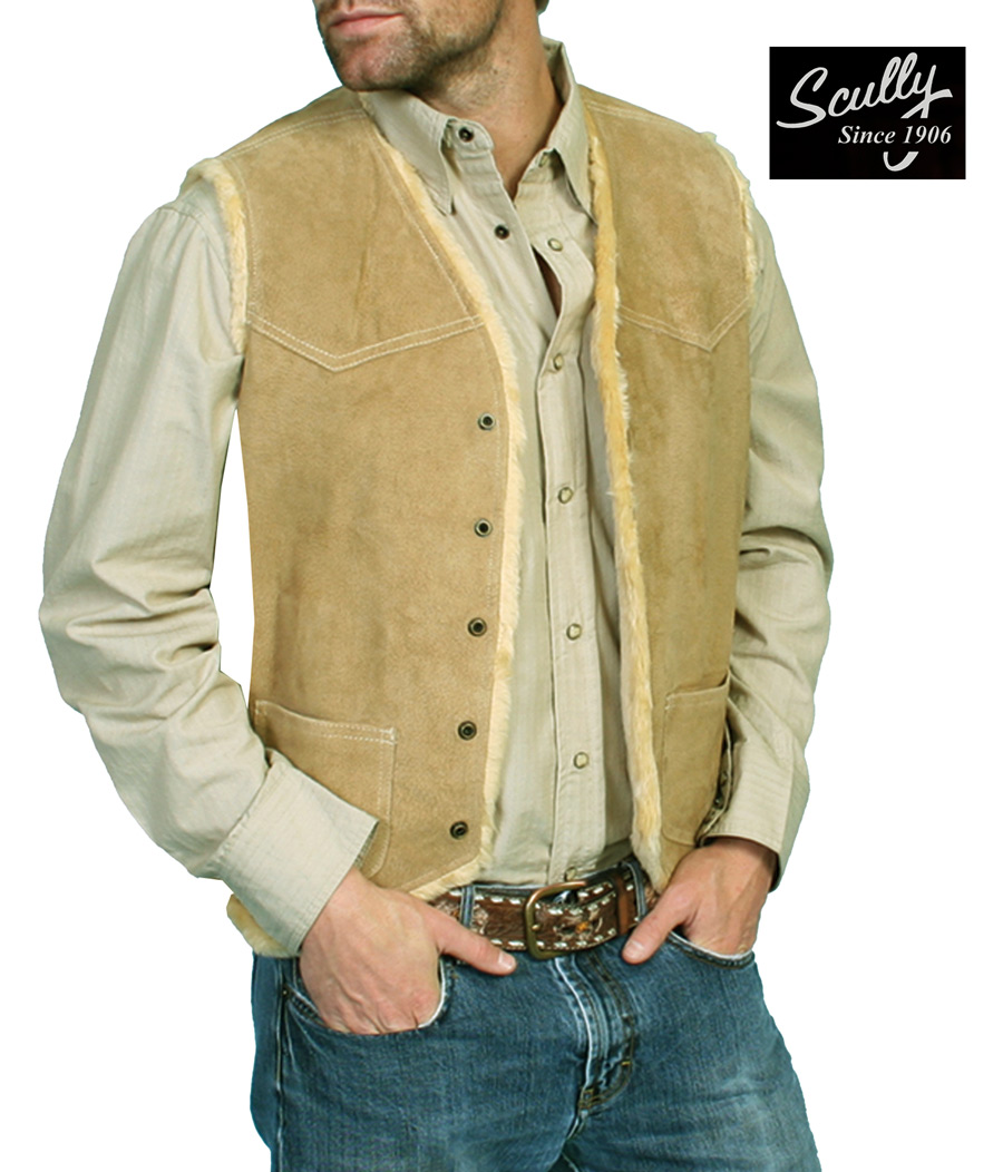 画像: スカリー スナップフロント ボアスエード ベスト（タバコ）S/Scully Boar Suede Leather Vest(Tobacco)