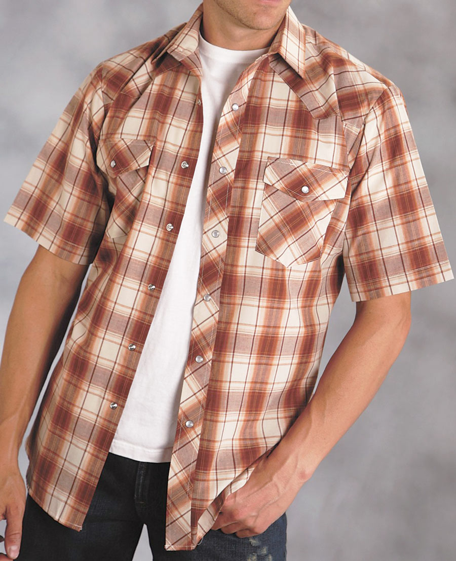 ローパー ウエスタンシャツ （ブラウン/半袖）XL/Roper Short Sleeve 