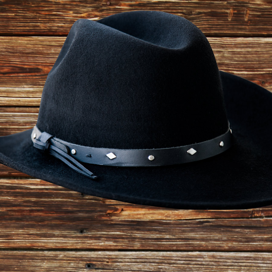 画像: スタッズ ブラックハットバンド シェイパブルブリム ウール ウエスタンハット（ブラック）/Western Wool Hat(Black)