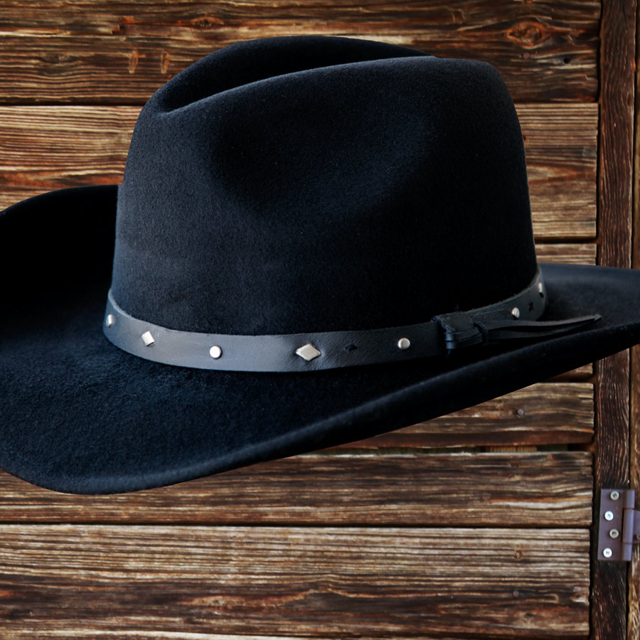 画像: スタッズ ブラックハットバンド シェイパブルブリム ウール ウエスタンハット（ブラック）/Western Wool Hat(Black)