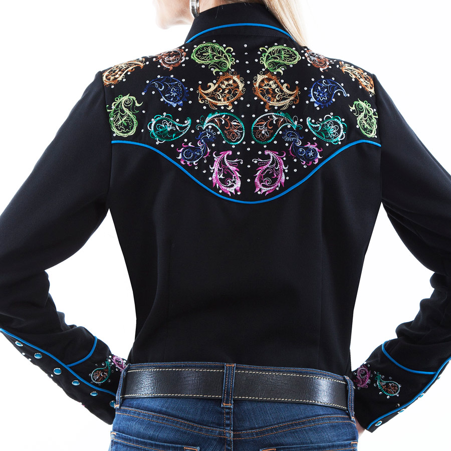 画像5: スカリー ペイズリー刺繍 ラインストーン ウエスタン シャツ（長袖/ブラック）S/Scully Long Sleeve Western Shirt(Women's)