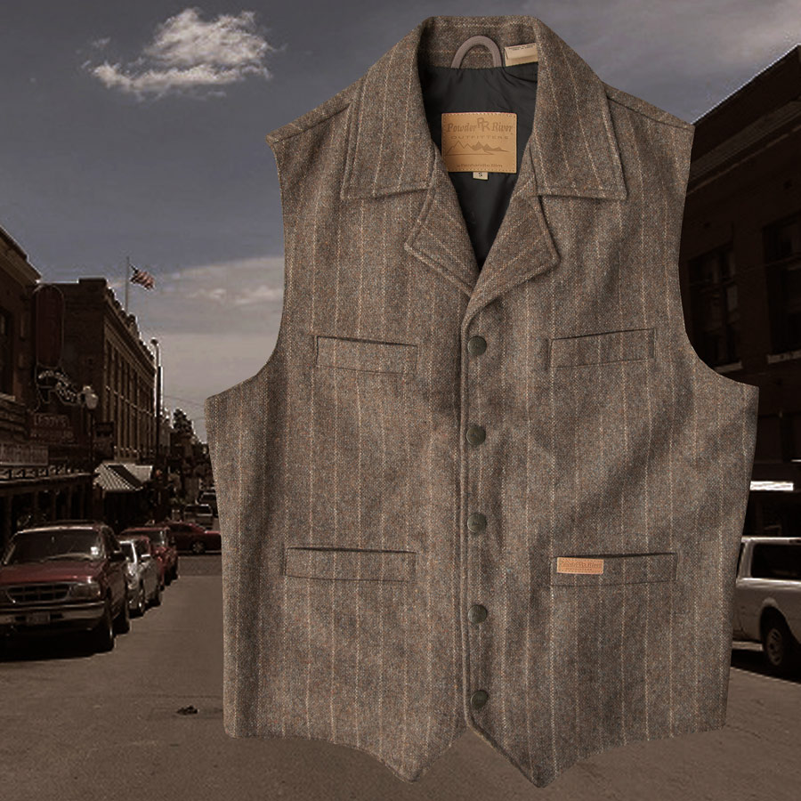 画像1: パンハンドルスリム パウダーリバー ツイードストライプ ウールベスト（ブラウン）/Panhandle Slim Wool Vest(Brown)