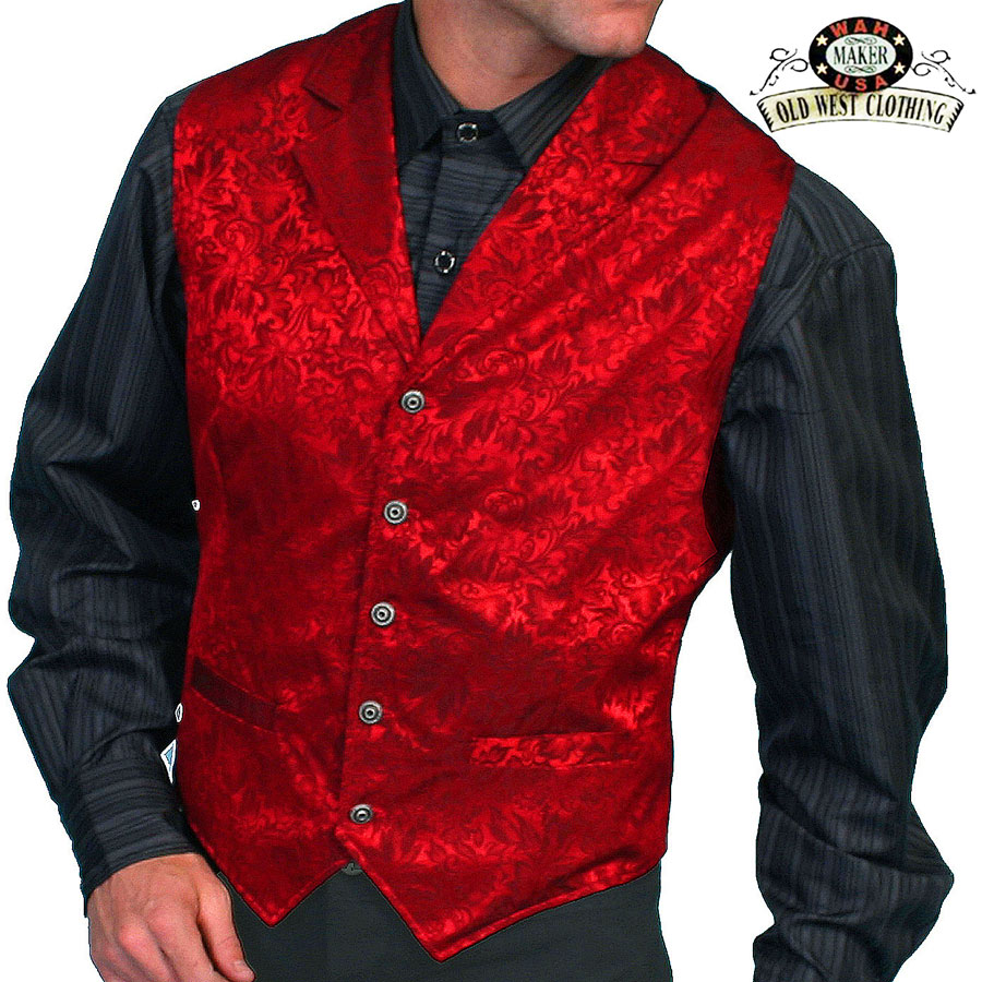 画像1: ワーメーカー シルク ベスト（フローラルレッド）/Wah Maker Old West Vest(Red)