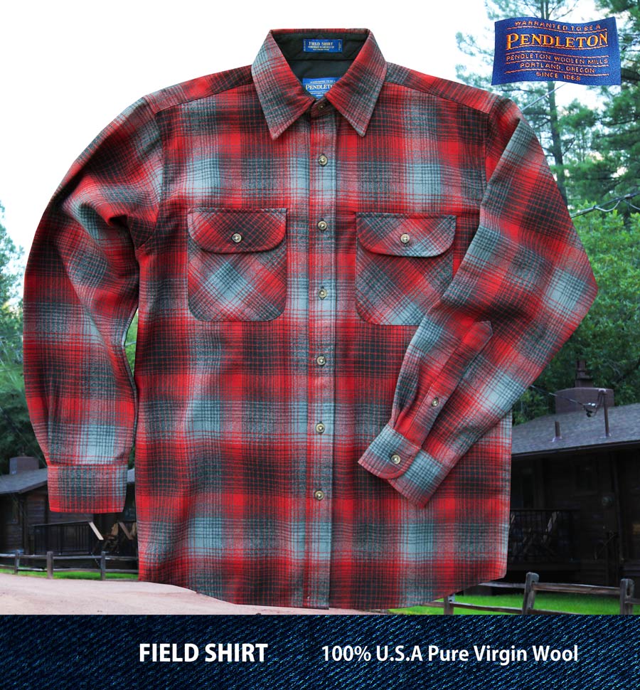 画像: ペンドルトン バージンウールシャツ フィールドシャツ（レッド・ブラック）大きいサイズ L・XL・XXL/Pendleton Field Shirt