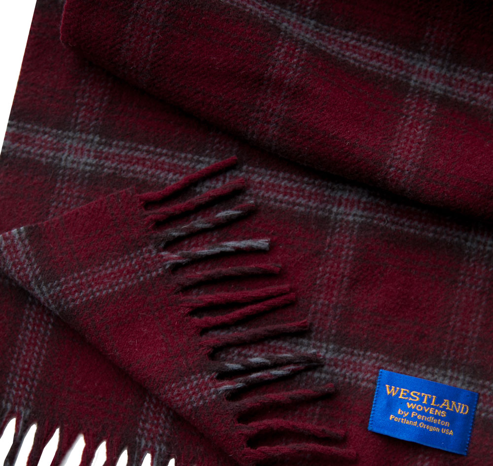 画像2: ペンドルトン ウエストランド ウーブンズ ヴァージン メリノウールマフラー（バーガンディー）/Pendleton Merino Wool Muffler(Burgundy)