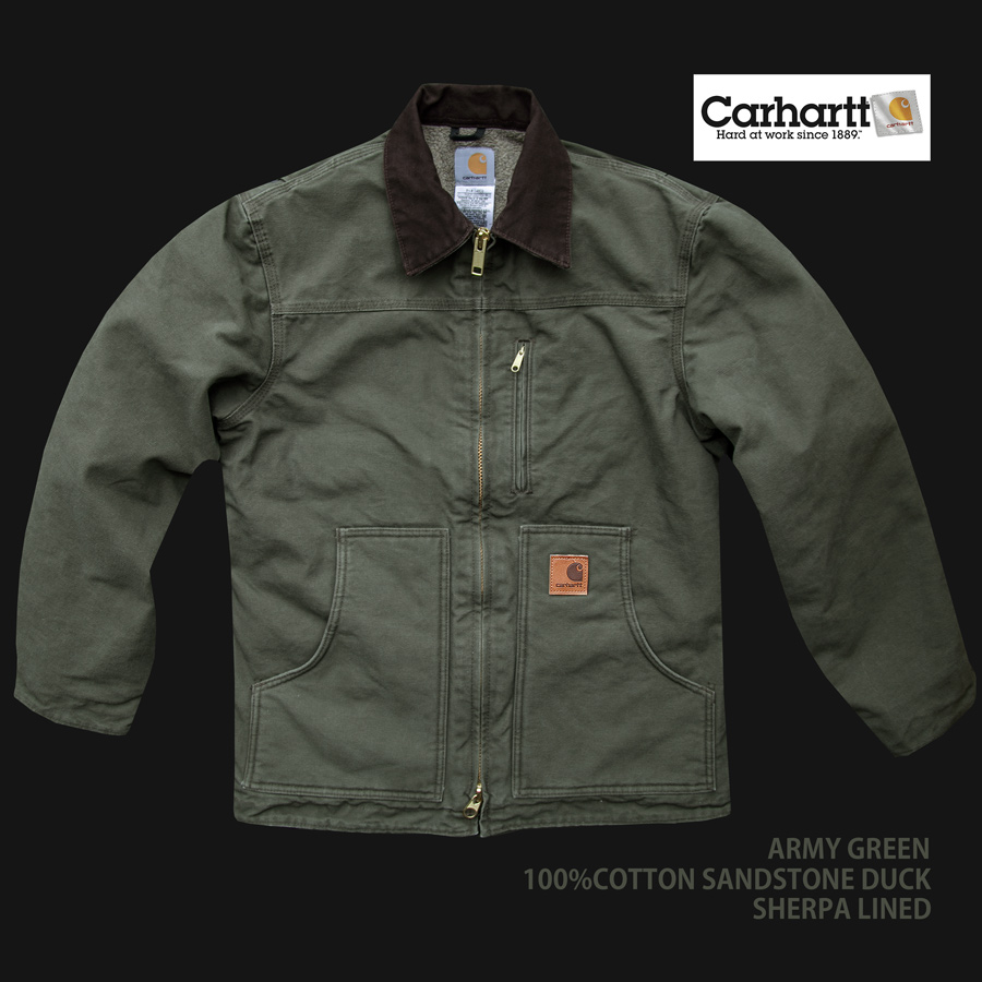 画像2: カーハート シェルパラインド サンドストーン リッジ コート（C61 アーミーグリーン）S/Carhartt Sherpa Lined Sandstone Ridge Coat(Army Green)