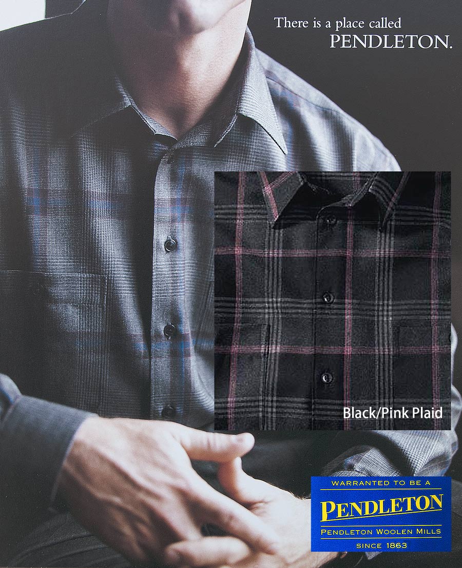 画像: ペンドルトン ゼファークロス ピュアーバージンウール シャツ（ブラック・ピンクプラッド）S/Pendleton Zephyr Cloth Wool Shirt(Black/Pink Plaid)