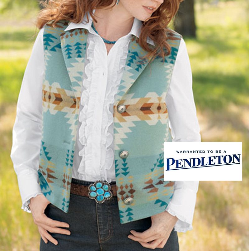 画像: ペンドルトン レディース ピュアーヴァージンウール ベスト（ブルー・ブラウン）/Pendleton Pure Virgin Wool Vest(Women's)