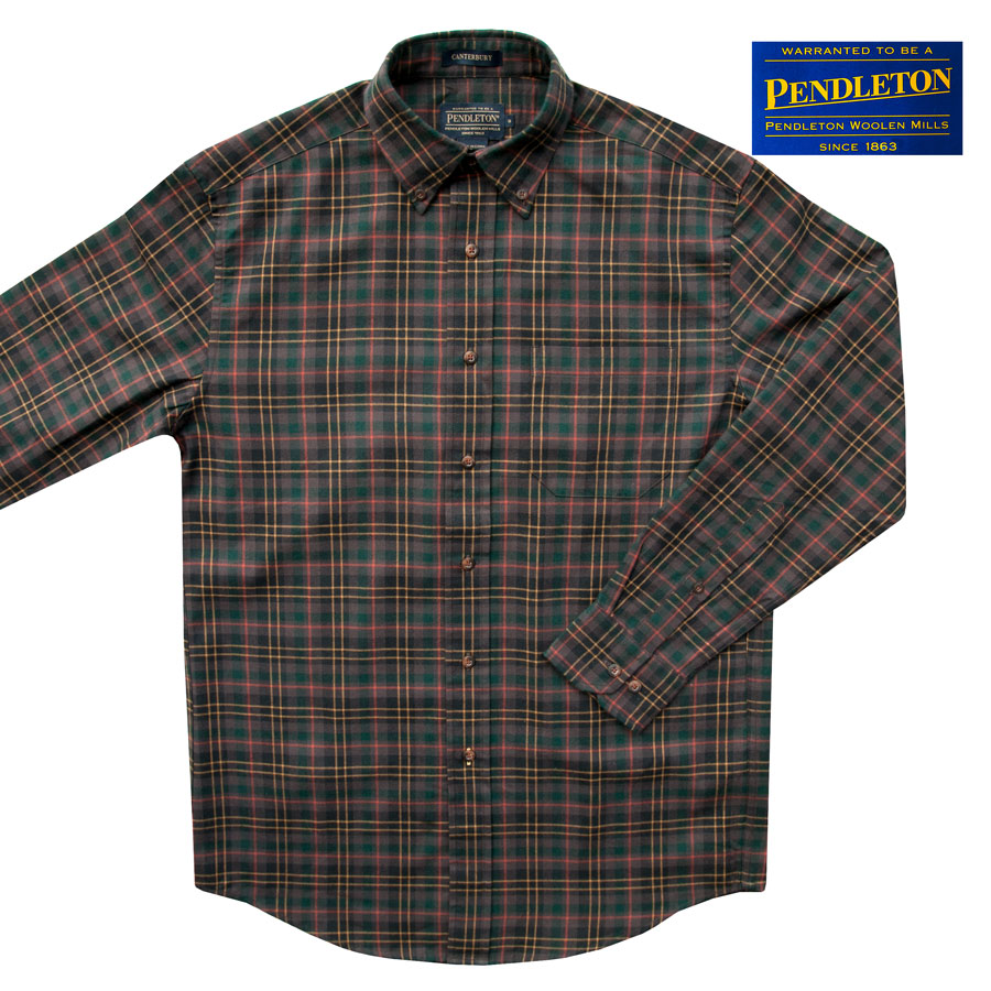 ペンドルトン コットン・ウール カンタベリー クロス ボタンダウンシャツ（長袖 ブラウン）S/Pendleton Canterbury Cloth  Button-Down Shirt(Brown Plaid)