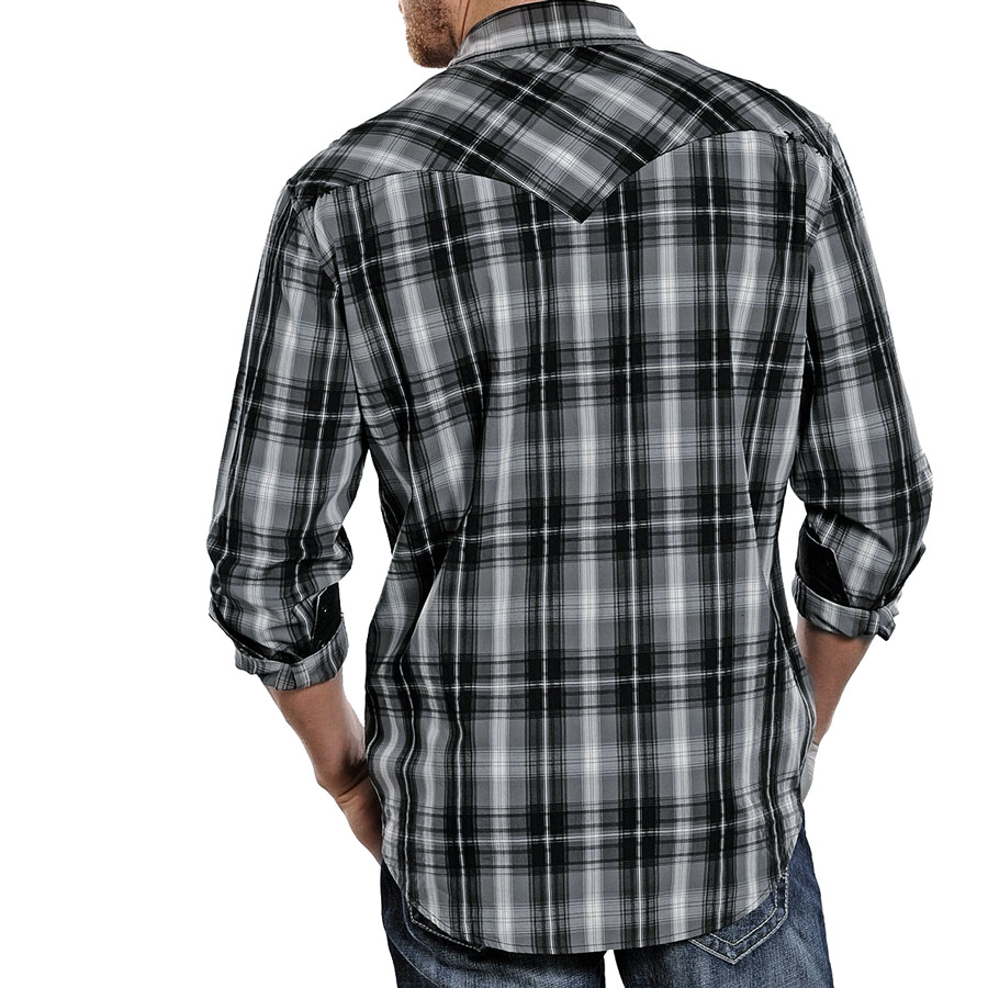 画像: ロックンロール カウボーイ ウエスタンシャツ ブラック・グレー（長袖）/Panhandle Slim Long Sleeve Western Shirt