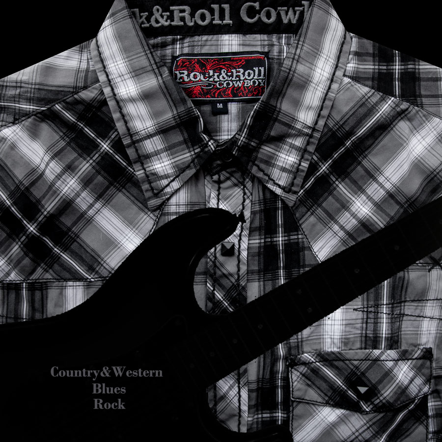 画像: ロックンロール カウボーイ ウエスタンシャツ ブラック・グレー（長袖）/Panhandle Slim Long Sleeve Western Shirt