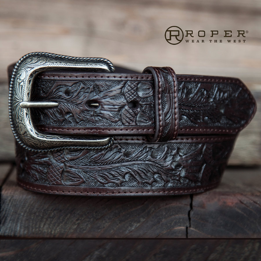 画像1: ローパー ウエスタン レザー ベルト（ダークブラウン）/Roper Western Leather Belt(Dark Brown)