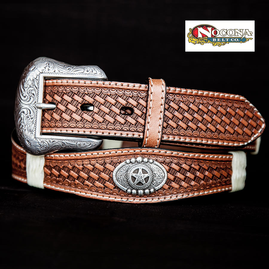 画像: ノコナ スターコンチョ ウエスタン レザー ベルト（ブラウン）/Nocona Western Leather Belt(Brown)
