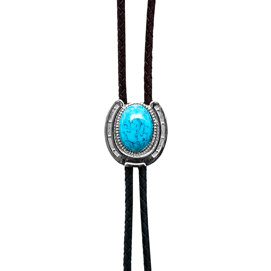 画像: ウエスタン ボロタイ ホースシュー・ターコイズ/Western Bolo Tie(Horseshoe/Turquoise) 