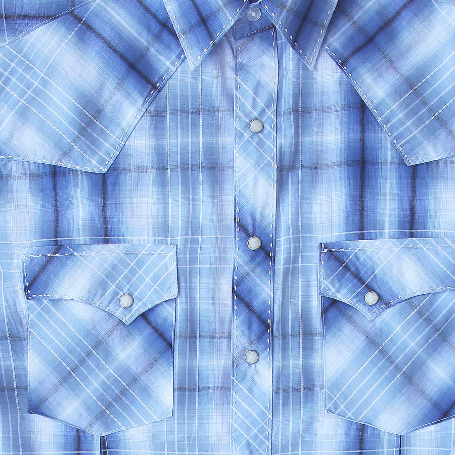 画像4: ラングラー ピックステッチ ウエスタンシャツ（ブループラッド・長袖）/Wrangler Long Sleeve Western Shirt(Blue Plaid)