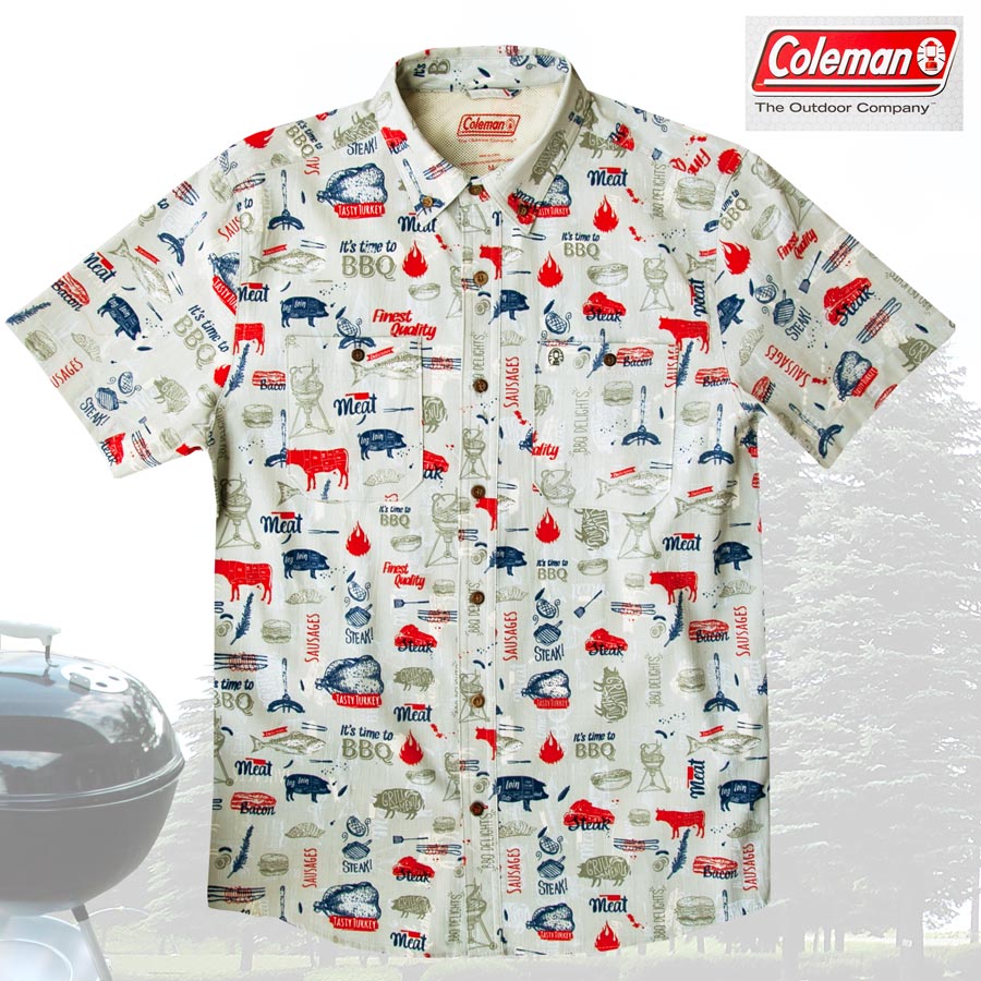 画像2: コールマン バーベキュー 半袖 シャツ（レッド・ホワイト・ブルー）/Coleman BBQ Print Short Sleeve Shirt