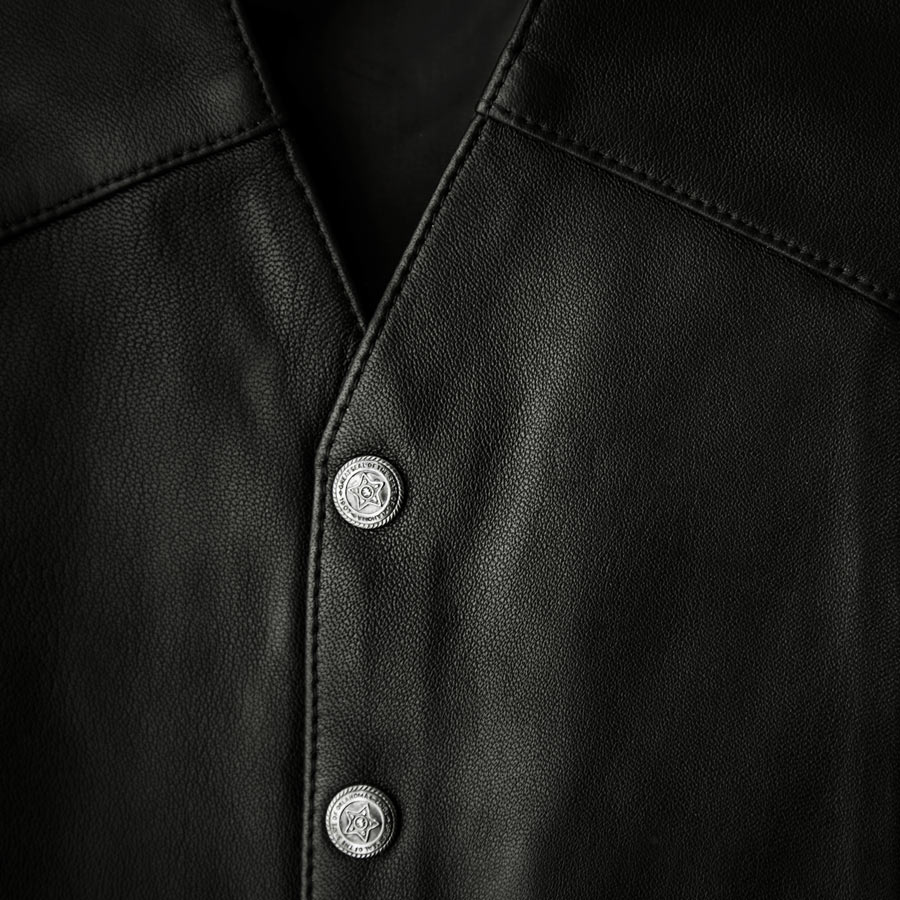 画像2: スカリー スナップフロント ラムレザー ベスト（ブラック）/Scully Lamb Leather Vest(Black)