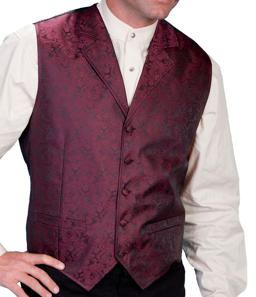 画像: スカリー オールドウエスト ペイズリー ベスト（ワイン）/Scully Old West Paisley Vest(Burgundy)