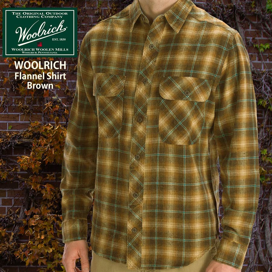 ウールリッチ フランネル シャツ ブラウン（長袖）S/Woolrich Long Sleeve Flannel Shirt(Brown)