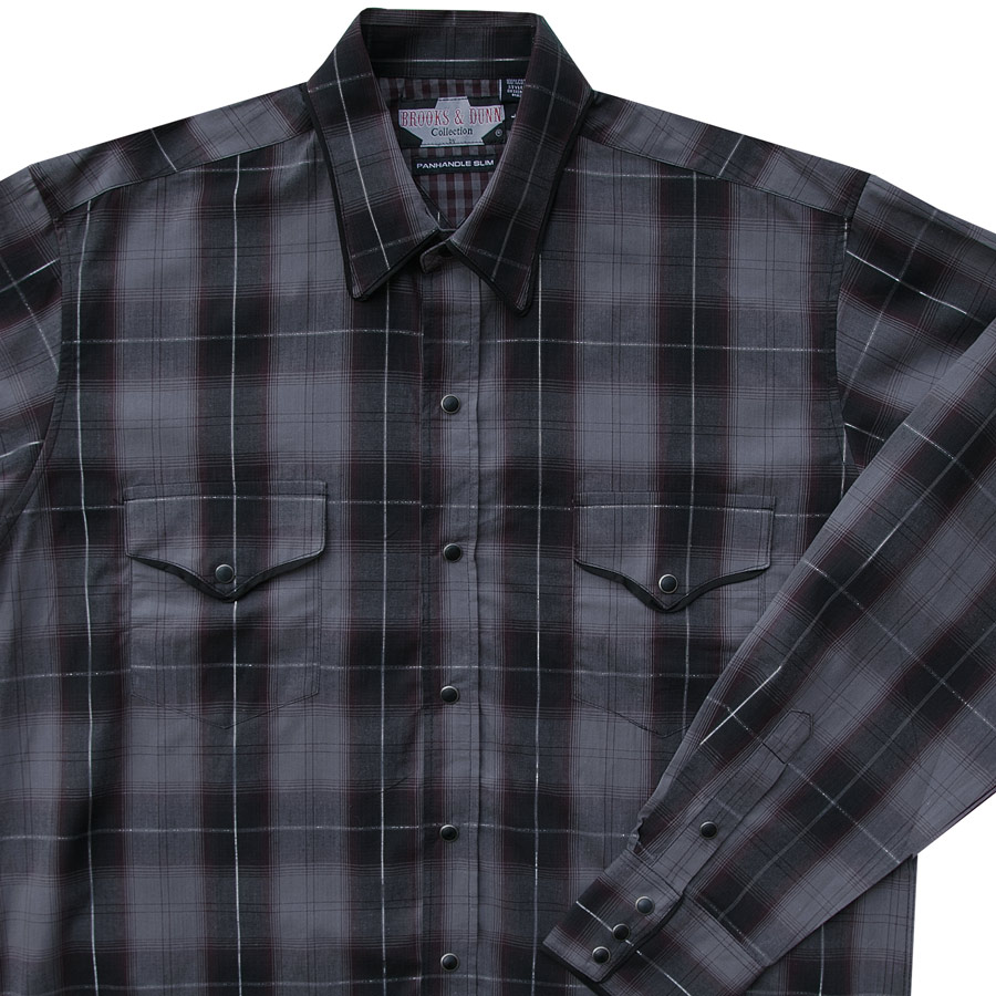 画像2: パンハンドルスリム ブルックス＆ダン コレクション ウエスタンシャツ・ブラック・グレー（長袖）L（身幅62cm）XL（身幅67cm）/Brooks&Dunn by Panhandle Slim Long Sleeve Western Shirt(Black)