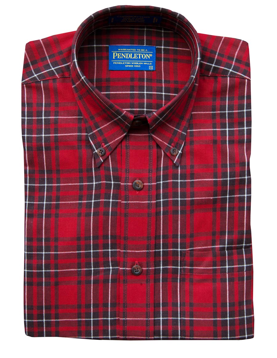 画像: ペンドルトン コットン・ウール カンタベリー クロス ボタンダウンシャツ（長袖 レッド・ブラウン）/Pendleton Canterbury Cloth Button-Down Shirt(Red/Brown Plaid)