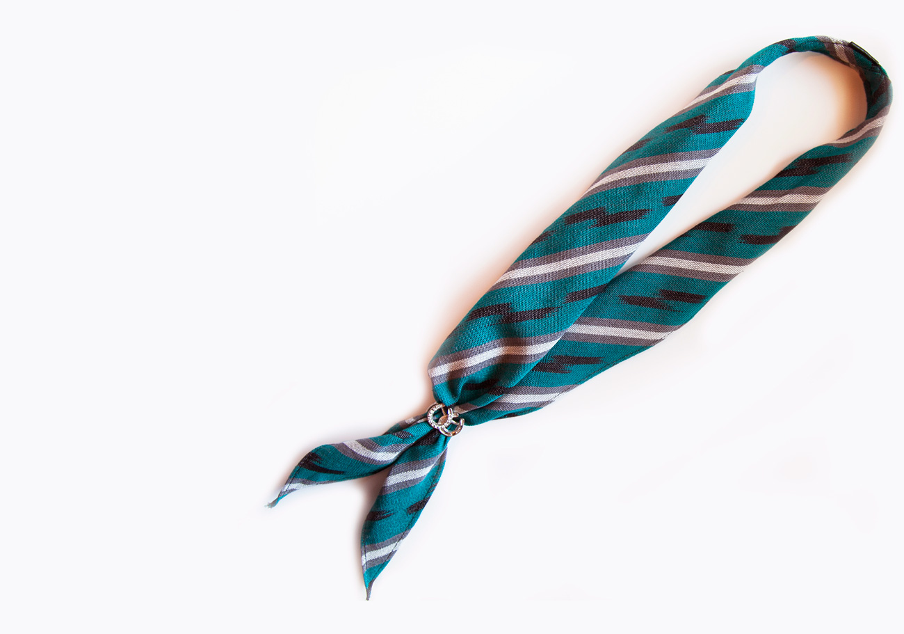 画像: アメリカンカウボーイタイ ウエスタン ネックスカーフ（ターコイズ・ブラック・グレー）/Cowboy Tie/Western Neck Scarf(Turquoise/Black/Grey)