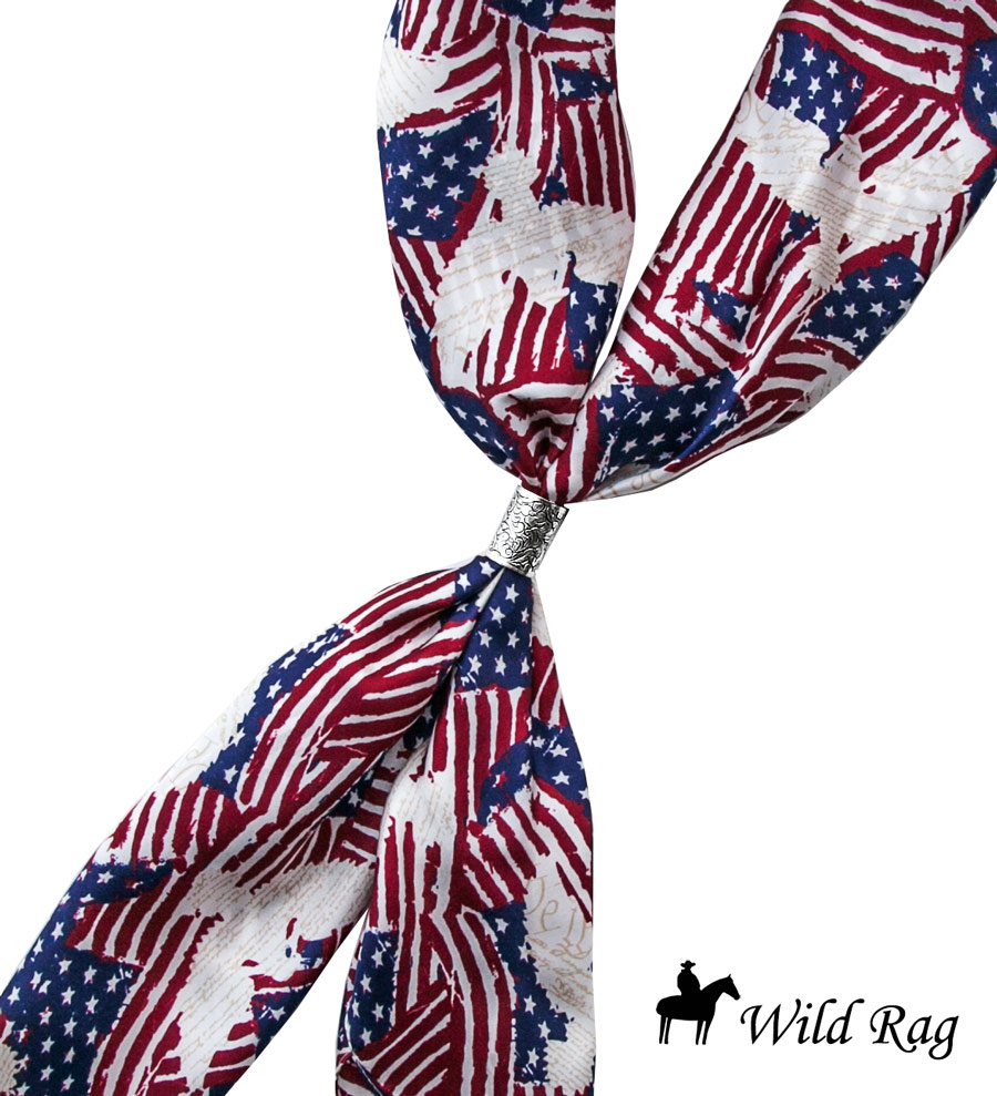 画像: シルク ワイルドラグ（カウボーイ大判スカーフ）アメリカンイーグル・星条旗/100% Silk Wild Rags