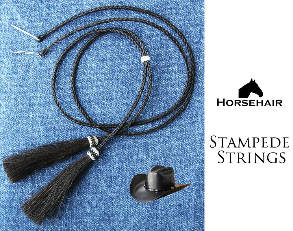 画像2: ハット用 あご紐 馬の毛 ホースヘアー スタンピード ストリングス ブラック/Horse Hair Stampede Strings(Black)